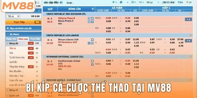 Bí kíp cá cược thể thao tại MV88