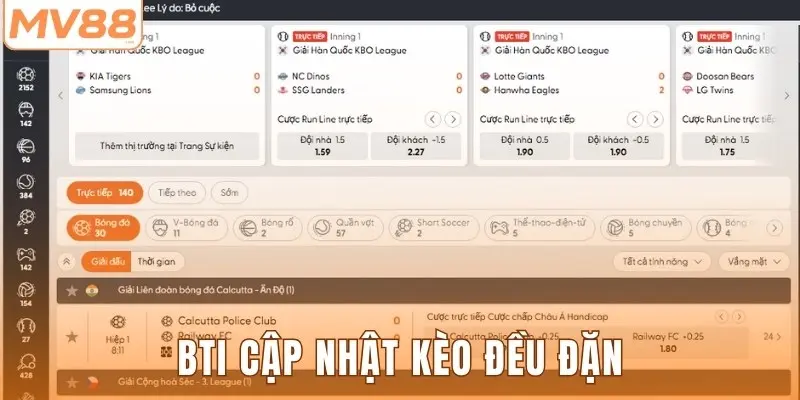 BTI cập nhật kèo đều đặn