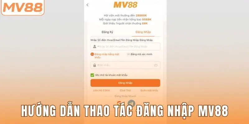 Hướng dẫn thao tác đăng nhập MV88